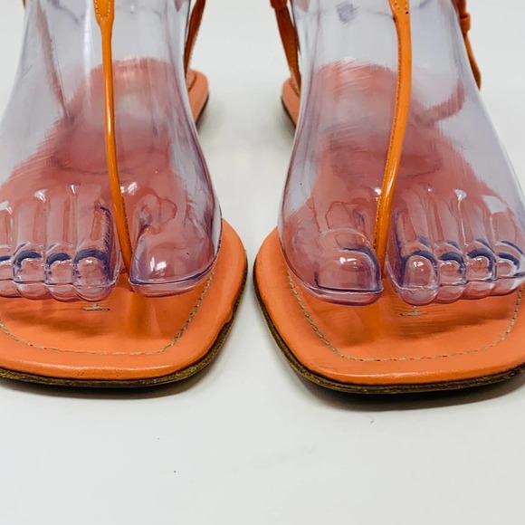 Prada Coral Patent Leather Sandals Made In Italy Worn A Few Times Size 37 (6.5) - Picture 8 of 12
